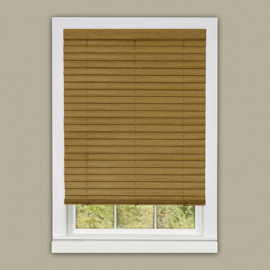 Traditional Elegance Cordless Eclipse 2" Vinyl Venetian Blind with 2 in. Valance 39x64 - Woodtone
