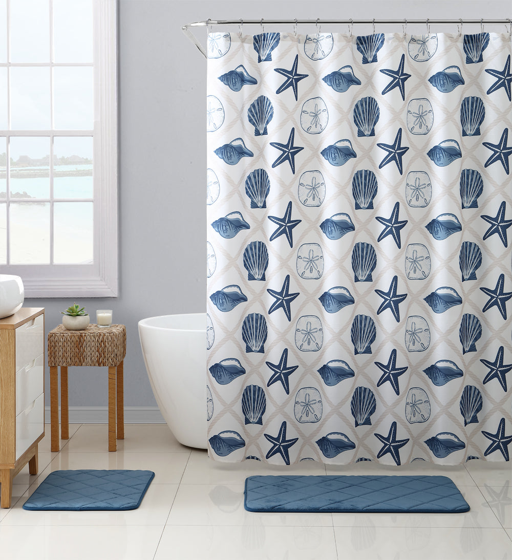 Royal Bath Crustacio Canvas Fabric Shower Curtain (72" x 72") with Roller Hooks