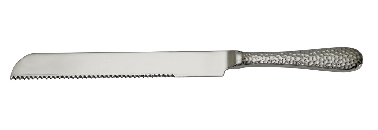 Ben and Jonah Challah Bread Knife- Hammered Silver-12"L
