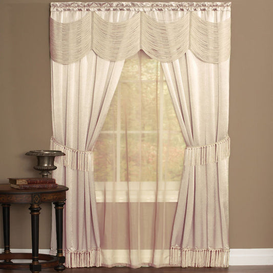 Traditional Elegance Halo 6 Piece Window Curtain Set - 56x84 - Ivory