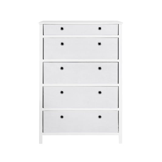 Traditional Elegance EZhome Foldable Furniture 5 Drawer Tall Dresser 45” x 31” x 19” - White