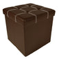 Traditional Elegance Collapsible Tufted Storage Ottoman - Brown Faux Leather 15x15x15