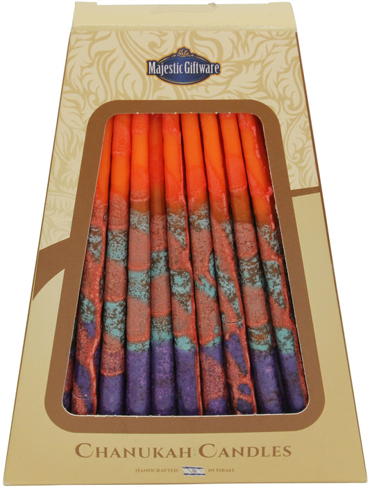 Ben&Jonah Safed Chanukah Candles - 45 Pack - Orange/Purple - 6"