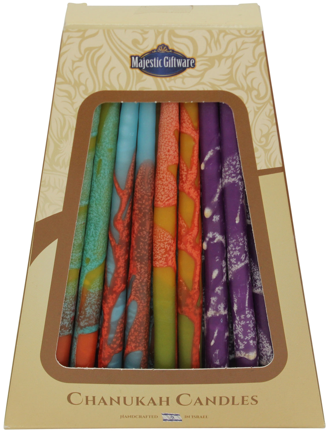 Ben&Jonah Safed Chanukah Candles - 45 Pack - Orange/Purple/Yellow/Teal - 6"