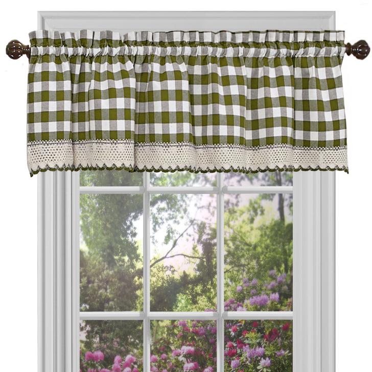 Traditional Elegance Buffalo Check Window Curtain Valance - 58x14 - Sage