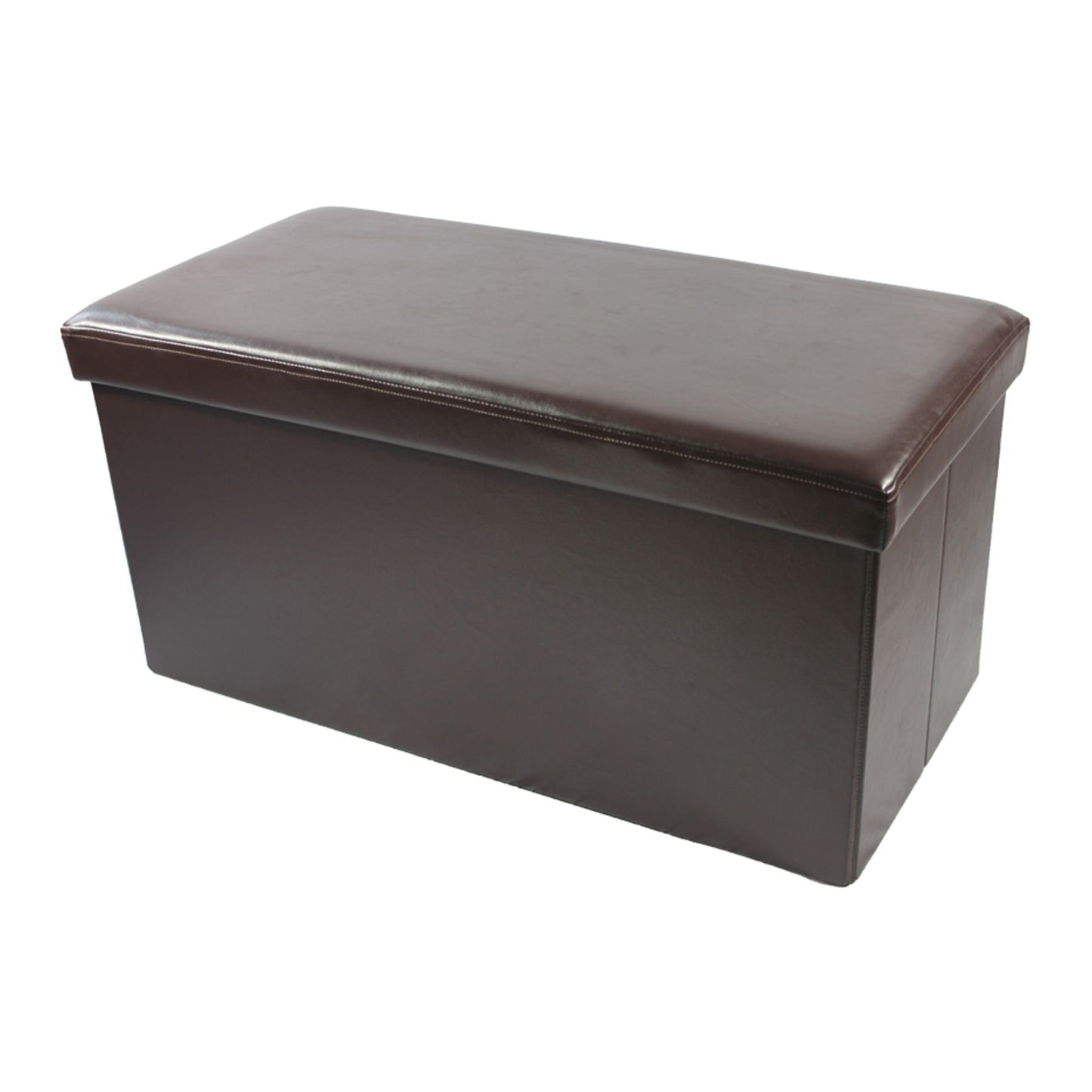 Traditional Elegance Collapsible Storage Ottoman - Brown Faux Leather 30x15x15
