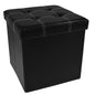 Traditional Elegance Collapsible Tufted Storage Ottoman - Black Faux Leather 15x15x15