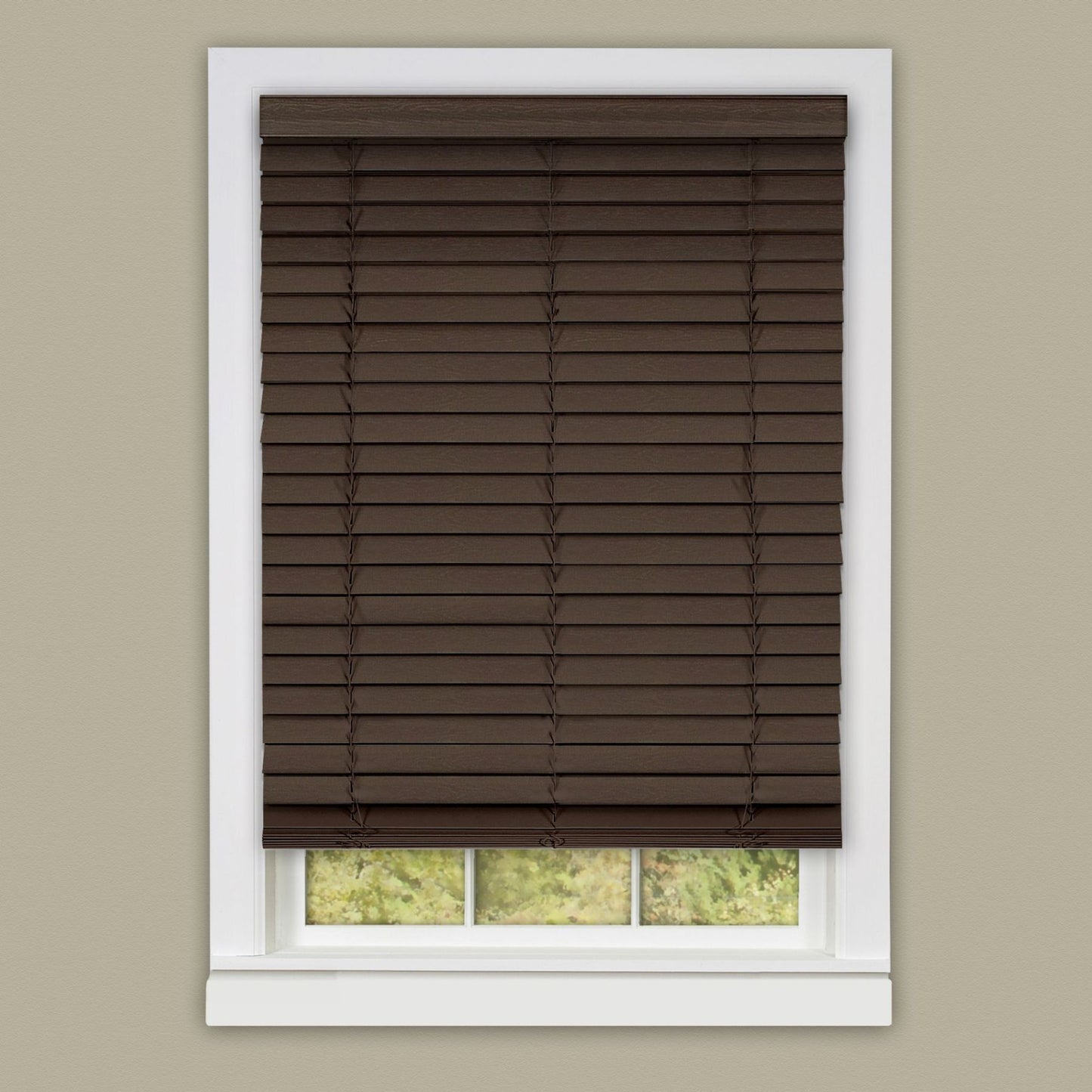 Traditional Elegance Cordless Madera Falsa 2" Faux Wood Plantation Blind 35x64 - Mahogany