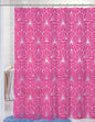 Royal Bath Neon Spider WEB PEVA Non-Toxic Shower Curtain - 70" x 72" with 12 Matching Roller Hooks - Bright Fuschia