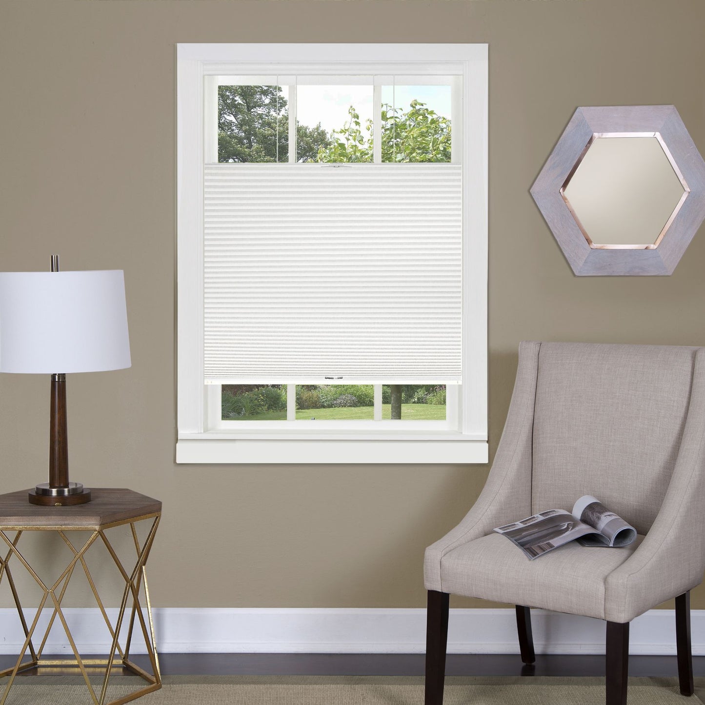 Traditional Elegance Top Down-Bottom Up Cordless Honeycomb Cellular Shade 33x64 White