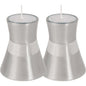 Ben and Jonah Sabbath/Shabbos Metal Candlesticks - Anodized Aluminum Small T-light Candlesticks - Silver - 3" x 2.5"