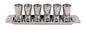 Ben and Jonah Liquor Shot Cups Set-6 with Tray-Highly Polished Hammered Nickel-Silver Rings