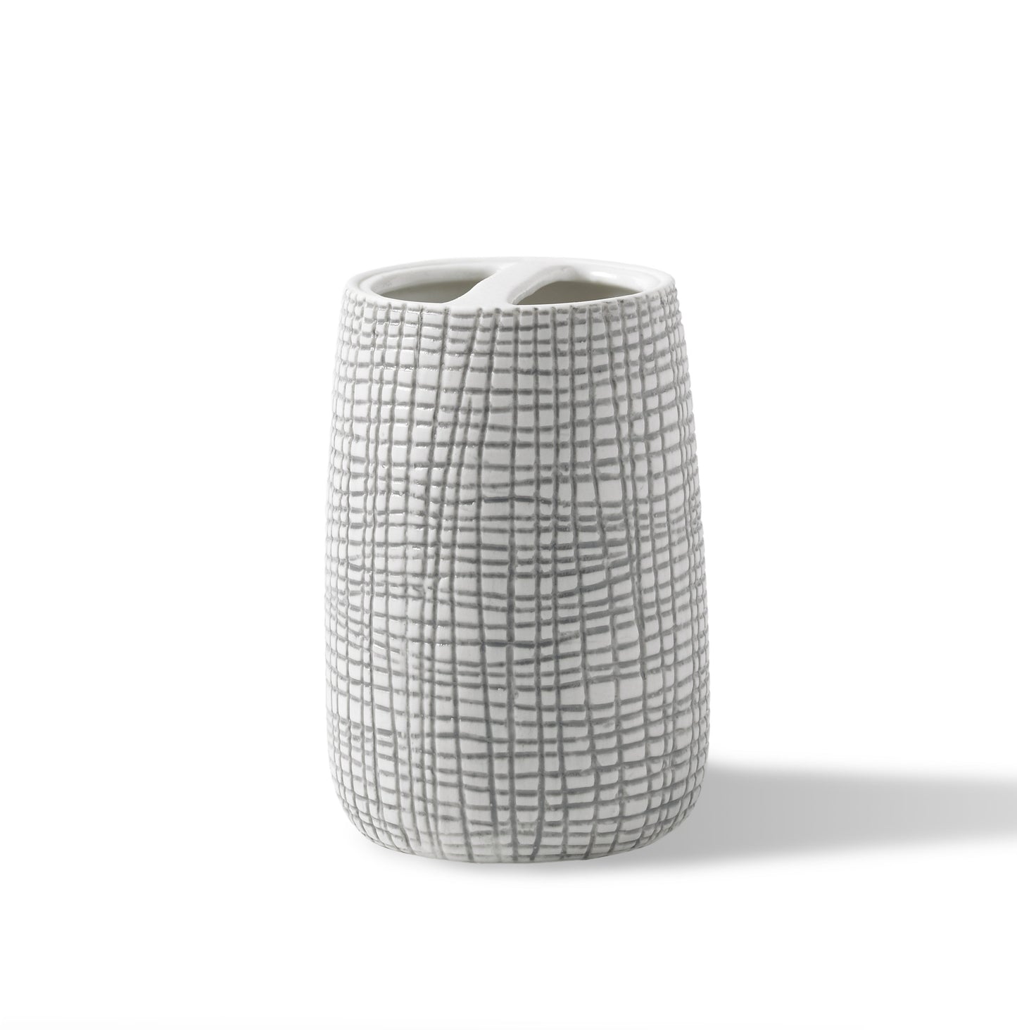 Royal Bath Raffia Embossed Porcelain Toothbrush Holder 4.49"L x 1.97"W x 4.09"H