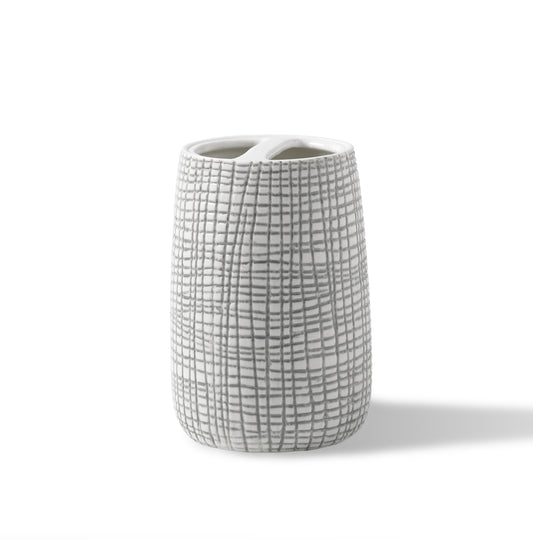Royal Bath Raffia Embossed Porcelain Toothbrush Holder 4.49"L x 1.97"W x 4.09"H